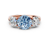 Rose gold Three-Stone Fancy Blue Round  Cut Diamond Ring with Channel-Set Band and Four-Prong Setting_59