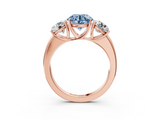 Rose gold Three-Stone Fancy Blue Round  Cut Diamond Ring with Channel-Set Band and Four-Prong Setting_62
