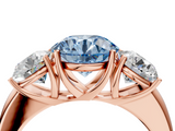 Rose gold Three-Stone Fancy Blue Round  Cut Diamond Ring with Channel-Set Band and Four-Prong Setting_63