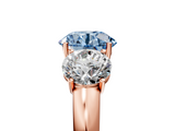 Rose gold Three-Stone Fancy Blue Round  Cut Diamond Ring with Channel-Set Band and Four-Prong Setting_64
