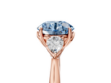 Rose gold Three-Stone Fancy Blue Round  Cut Diamond Ring with Pear Side Stones in Four-Prong Setting_114