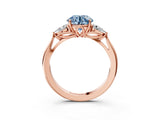Rose gold Three-Stone Fancy Blue Round Cut Diamond Ring with Pear  Side Stones in Four-Prong Setting_39