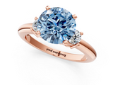 Rose gold Three-Stone Fancy Blue Round  Cut Diamond Solitaire with Prong Setting and Classic Band_46