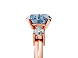 Rose gold Three-Stone Fancy Blue Round  Cut Diamond Solitaire with Prong Setting and Classic Band_50