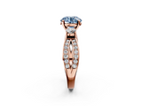 Rose gold Three-Stone Fancy Blue Round  Cut Diamond Twist Band with Prong Setting_58