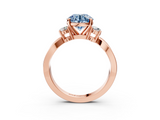 Rose gold Three-Stone Fancy Blue Round  Cut Diamond Twist Band with Prong Setting_59