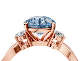 Rose gold Three-Stone Fancy Blue Round  Cut Diamond Twist Band with Prong Setting_60