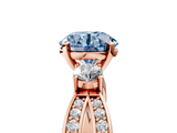 Rose gold Three-Stone Fancy Blue Round  Cut Diamond Twist Band with Prong Setting_61