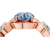 Rose gold Three-Stone Fancy Blue Round Cut Diamond Wave Pave Band with Prong Setting_4