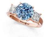Rose gold Three-Stone Fancy Blue Round  Cut Solitaire Ring with Prong Setting_4