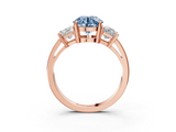 Rose gold Three-Stone Fancy Blue Round  Cut Solitaire Ring with Prong Setting_6