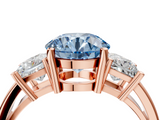 Rose gold Three-Stone Fancy Blue Round  Cut Solitaire Ring with Prong Setting_7