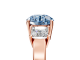 Rose gold Three-Stone Fancy Blue Round  Cut Solitaire Ring with Prong Setting_8