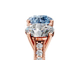 Rose gold Three-Stone Fancy Blue Round  Diamond Milgrain Pave Band with Prong Setting 5