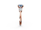 Rose gold Three-Stone Fancy Blue Round  Diamond Ring with Pear Side Stones in Four-Prong Setting_61