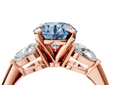 Rose gold Three-Stone Fancy Blue Round  Diamond Ring with Pear Side Stones in Four-Prong Setting_63