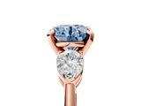 Rose gold Three-Stone Fancy Blue Round  Diamond Ring with Pear Side Stones in Four-Prong Setting_64