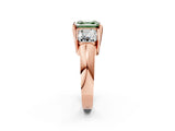 Rose gold Three Stone Fancy Green Asscher Cut Cut Channel Set Diamond Ring_2
