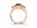 Rose gold Three Stone Fancy Green Asscher Cut Cut Channel Set Diamond Ring_3