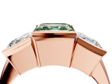 Rose gold Three Stone Fancy Green Asscher Cut Cut Channel Set Diamond Ring_4