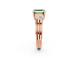 Rose gold Three-Stone Fancy Green Asscher Cut Cut Classic Band Prong Setting Ring_2