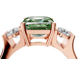 Rose gold Three-Stone Fancy Green Asscher Cut Cut Classic Band Prong Setting Ring_4