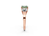 Rose gold Three-Stone Fancy Green Asscher Cut Cut Diamond Engagement Ring with Flat Band and Four-Prong Setting_14