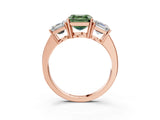 Rose gold Three-Stone Fancy Green Asscher Cut Cut Diamond Engagement Ring with Flat Band and Four-Prong Setting_15
