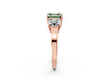 Rose gold Three-Stone Fancy Green Asscher Cut Cut Diamond Engagement Ring with Flat Band and Four-Prong Setting_2
