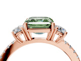 Rose gold Three-Stone Fancy Green Asscher Cut Cut Diamond Pavé Band with Prong Setting_19