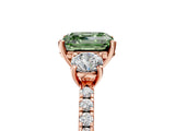 Rose gold Three-Stone Fancy Green Asscher Cut Cut Diamond Pavé Band with Prong Setting_20