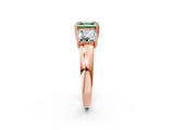 Rose gold Three-Stone Fancy Green Asscher Cut Cut Diamond Ring with Channel Set Band and Four-Prong Setting_2