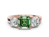 Rose gold Three-Stone Fancy Green Asscher Cut Cut Diamond Ring with Channel Set Band and Four-Prong Setting_25