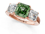 Rose gold Three-Stone Fancy Green Asscher Cut Cut Diamond Ring with Channel Set Band and Four-Prong Setting_26