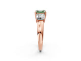 Rose gold Three-Stone Fancy Green Asscher Cut Cut Diamond Ring with Channel Set Band and Four-Prong Setting_27