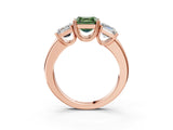 Rose gold Three-Stone Fancy Green Asscher Cut Cut Diamond Ring with Channel Set Band and Four-Prong Setting_3