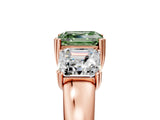 Rose gold Three-Stone Fancy Green Asscher Cut Cut Diamond Ring with Channel Set Band and Four-Prong Setting_30