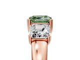 Rose gold Three-Stone Fancy Green Asscher Cut Cut Diamond Ring with Channel Set Band and Four-Prong Setting_5