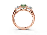 Rose gold Three-Stone Fancy Green Asscher Cut Cut Diamond Ring with Channel-Set Band and Prong Setting_15