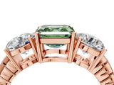 Rose gold Three-Stone Fancy Green Asscher Cut Cut Diamond Ring with Channel-Set Band and Prong Setting_16