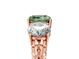 Rose gold Three-Stone Fancy Green Asscher Cut Cut Diamond Ring with Channel-Set Band and Prong Setting_17