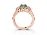 Rose gold Three-Stone Fancy Green Asscher Cut Cut Diamond Ring with Prong Setting and Classic Band_3