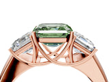 Rose gold Three-Stone Fancy Green Asscher Cut Cut Diamond Ring with Prong Setting and Classic Band_4
