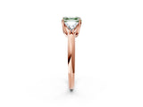 Rose gold Three-Stone Fancy Green Asscher Cut Cut Diamond Ring with Trillion Side Stones and Four-Prong Setting_5