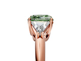Rose gold Three-Stone Fancy Green Asscher Cut Cut Diamond Ring with Trillion Side Stones and Four-Prong Setting_8