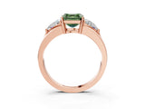 Rose gold Three-Stone Fancy Green Asscher Cut Cut Diamond Ring with Trillion Side Stones on a Split Shank Band_3