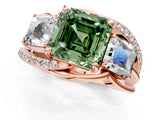 Rose gold Three-Stone Fancy Green Asscher Cut Cut Diamond Split Shank Prong Set Ring_1