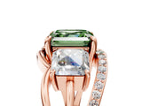 Rose gold Three-Stone Fancy Green Asscher Cut Cut Diamond Split Shank Prong Set Ring_17