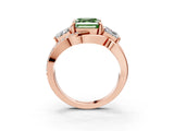 Rose gold Three-Stone Fancy Green Asscher Cut Cut Diamond Split Shank Prong Set Ring_3