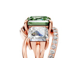 Rose gold Three-Stone Fancy Green Asscher Cut Cut Diamond Split Shank Prong Set Ring_5